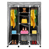 Vestidor de Tela con Cremallera y Ruedas  170x125x45cm, 6 compartimentos, 3 puertas, 2 roperos - Estilo Actual y Máxima Funcionalidad