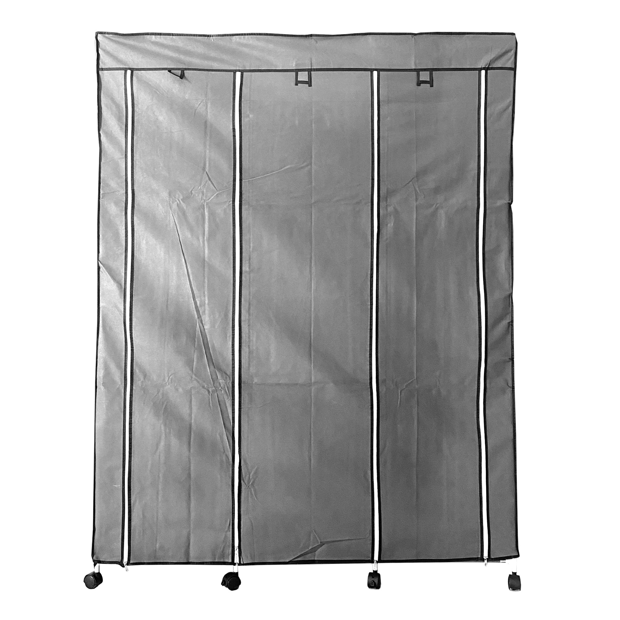 Vestidor de Tela con Cremallera y Ruedas  170x125x45cm, 6 compartimentos, 3 puertas, 2 roperos - Estilo Actual y Máxima Funcionalidad