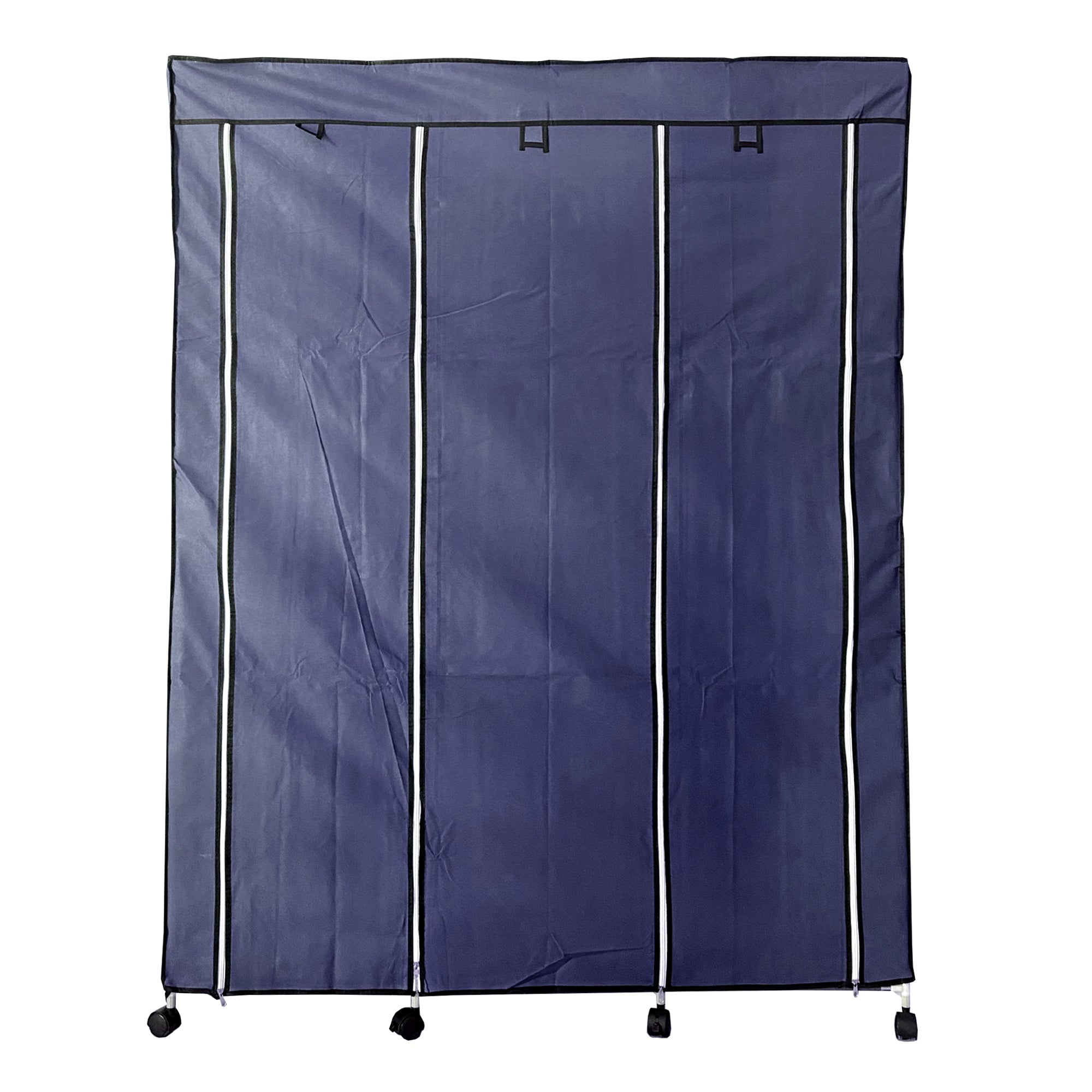 Vestidor de Tela con Cremallera y Ruedas  170x125x45cm, 6 compartimentos, 3 puertas, 2 roperos - Estilo Actual y Máxima Funcionalidad