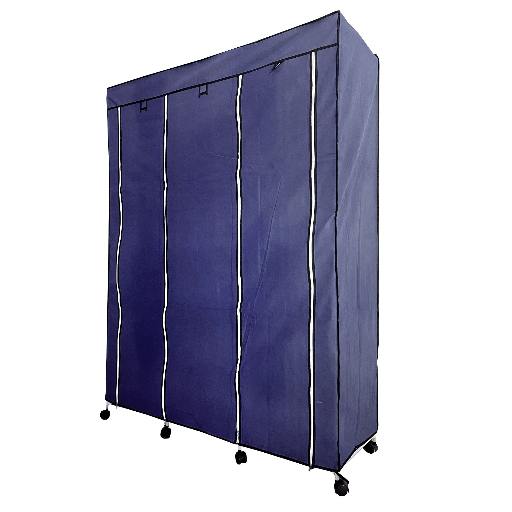 Vestidor de Tela con Cremallera y Ruedas  170x125x45cm, 6 compartimentos, 3 puertas, 2 roperos - Estilo Actual y Máxima Funcionalidad
