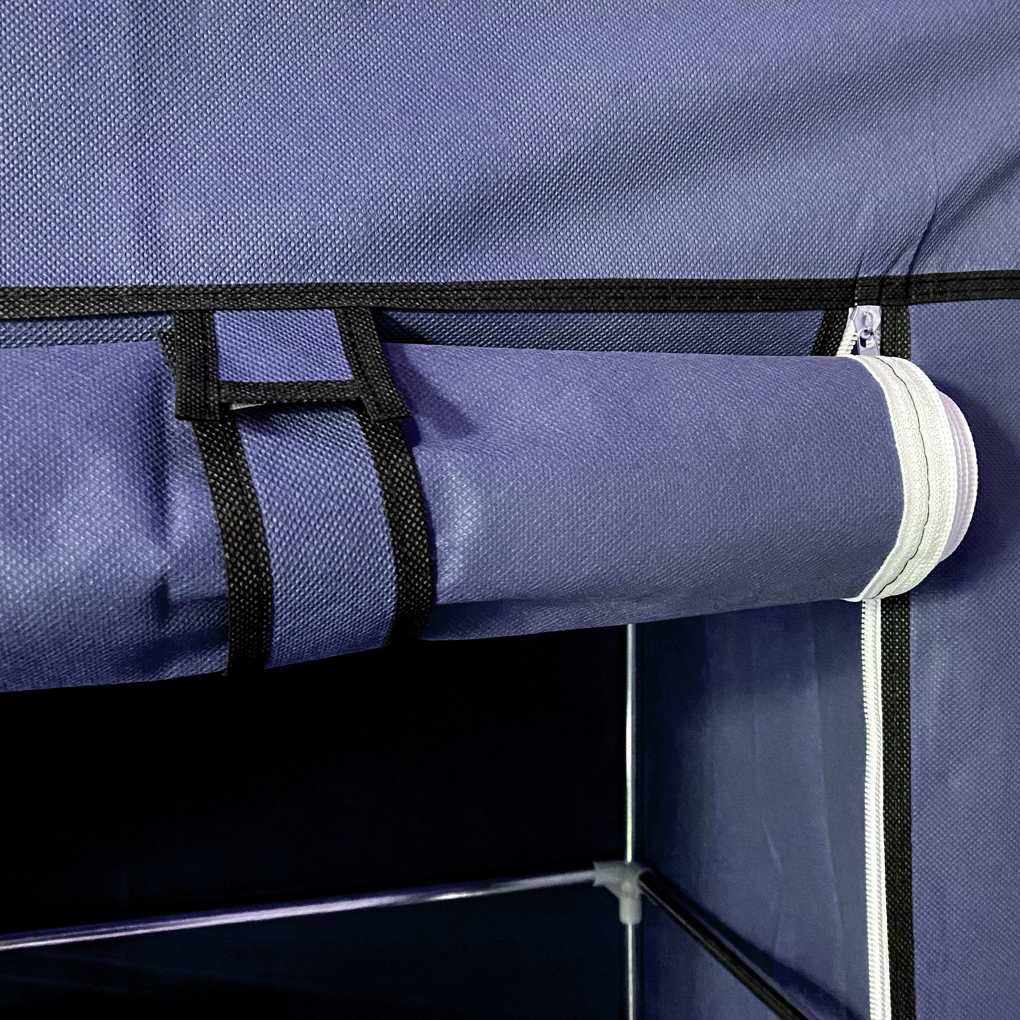 Vestidor de Tela con Cremallera y Ruedas  170x125x45cm, 6 compartimentos, 3 puertas, 2 roperos - Estilo Actual y Máxima Funcionalidad