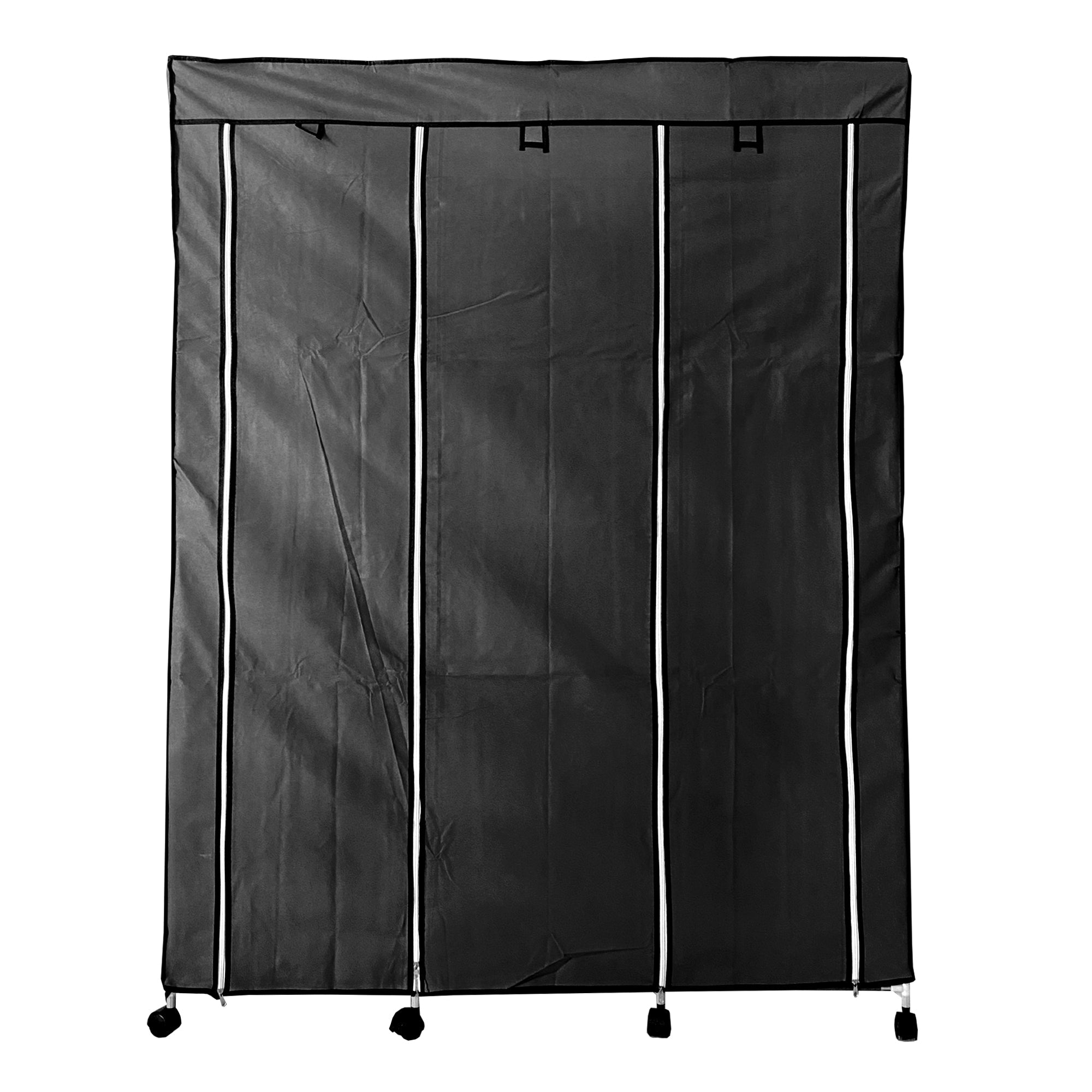 Vestidor de Tela con Cremallera y Ruedas  170x125x45cm, 6 compartimentos, 3 puertas, 2 roperos - Estilo Actual y Máxima Funcionalidad