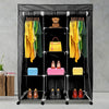 Vestidor de Tela con Cremallera y Ruedas  170x125x45cm, 6 compartimentos, 3 puertas, 2 roperos - Estilo Actual y Máxima Funcionalidad
