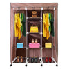 Vestidor de Tela con Cremallera y Ruedas  170x125x45cm, 6 compartimentos, 3 puertas, 2 roperos - Estilo Actual y Máxima Funcionalidad