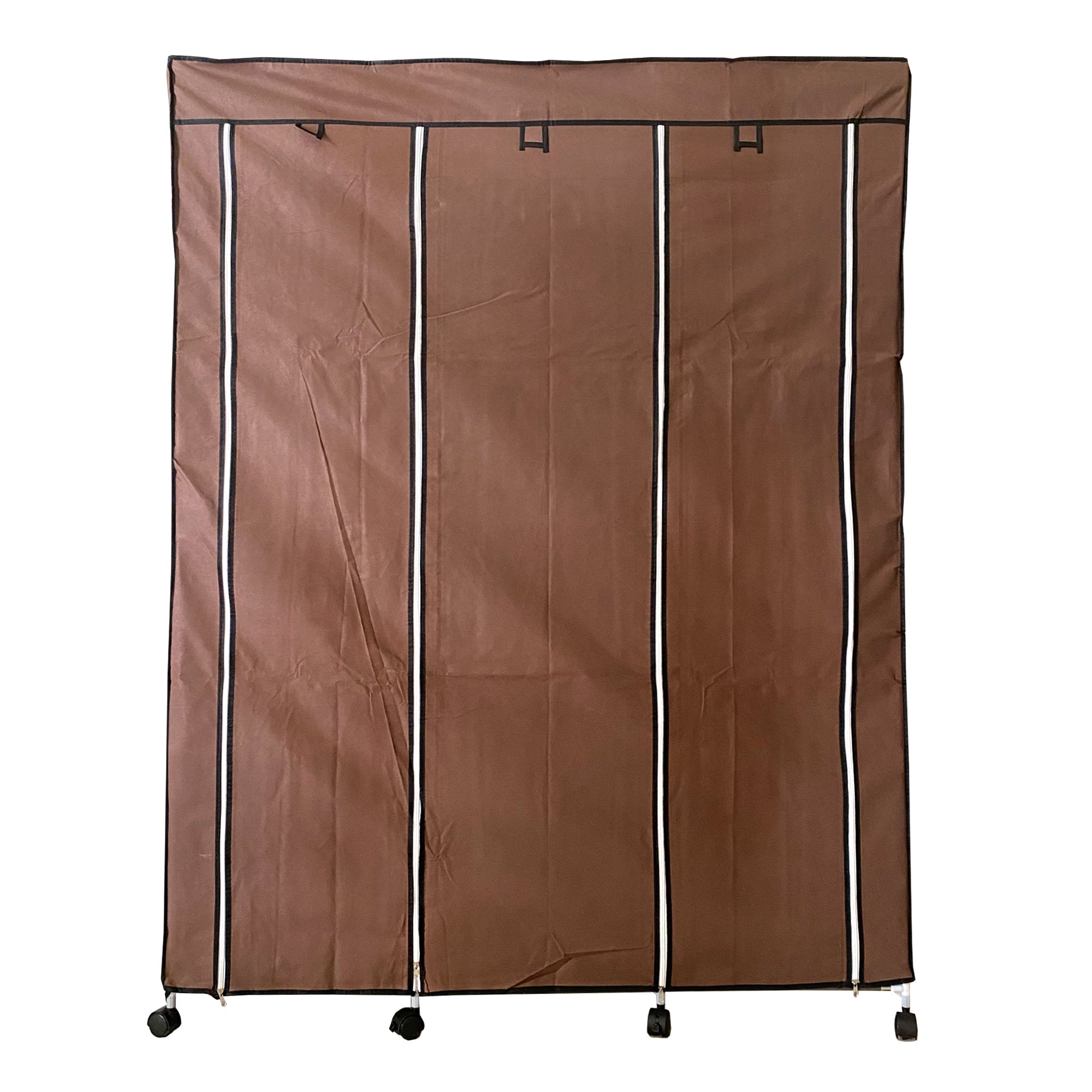Vestidor de Tela con Cremallera y Ruedas  170x125x45cm, 6 compartimentos, 3 puertas, 2 roperos - Estilo Actual y Máxima Funcionalidad