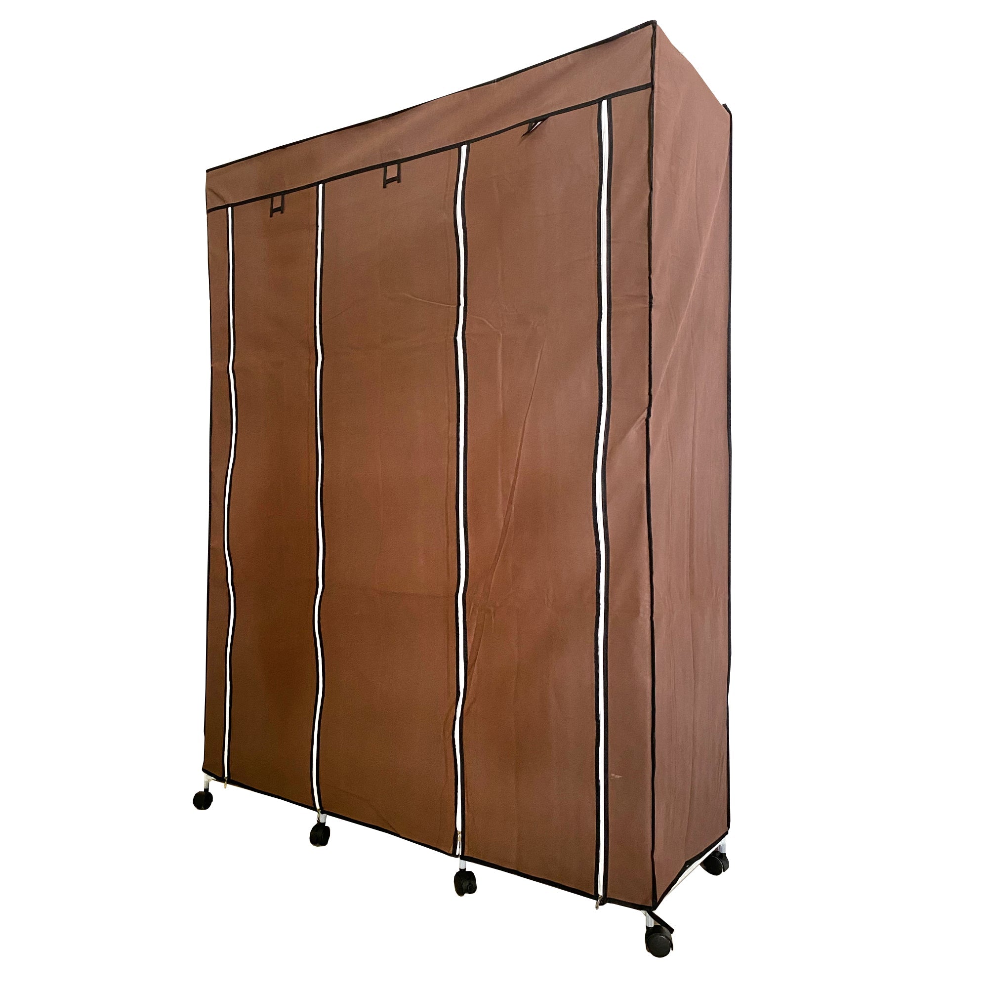Vestidor de Tela con Cremallera y Ruedas  170x125x45cm, 6 compartimentos, 3 puertas, 2 roperos - Estilo Actual y Máxima Funcionalidad