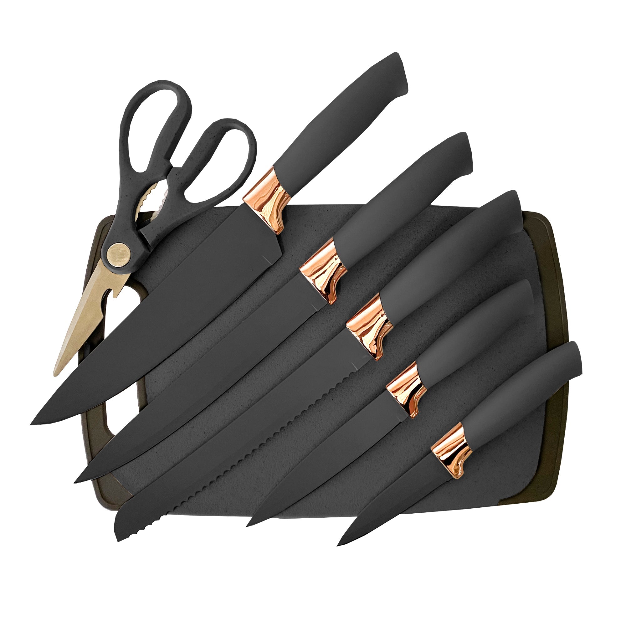 Set de Utensilios de Silicona y Madera 19 Piezas Nyana Home con Cuchillos y Tabla de Cortar - Diseño Moderno y Funcionalidad Extra