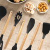 Set de Utensilios de Silicona y Madera 19 Piezas Nyana Home con Cuchillos y Tabla de Cortar - Diseño Moderno y Funcionalidad Extra