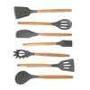 Set de Utensilios de Silicona y Madera 19 Piezas Nyana Home con Cuchillos y Tabla de Cortar - Diseño Moderno y Funcionalidad Extra - Paudan