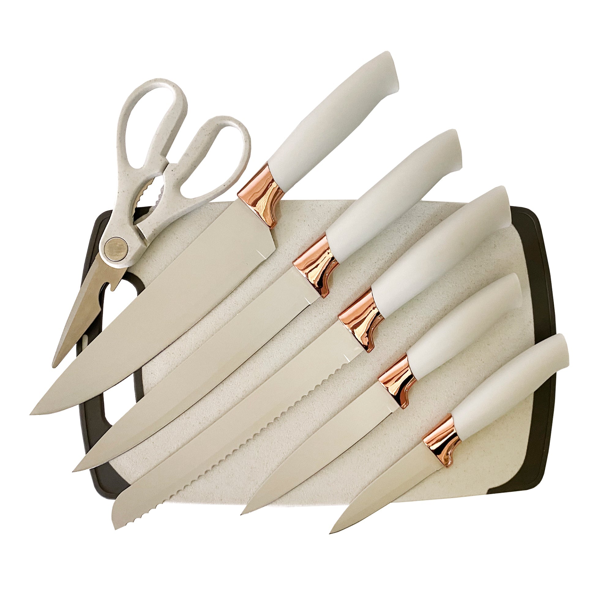 Set de Utensilios de Silicona y Madera 19 Piezas Nyana Home con Cuchillos y Tabla de Cortar - Diseño Moderno y Funcionalidad Extra - Paudan