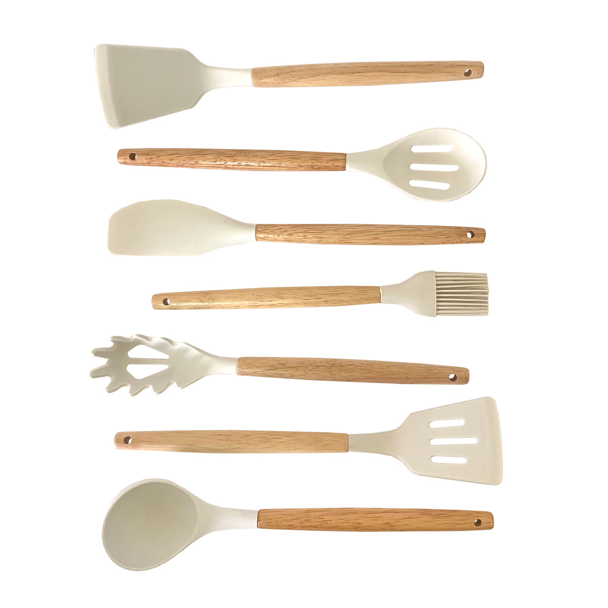 Set de Utensilios de Silicona y Madera 19 Piezas Nyana Home con Cuchillos y Tabla de Cortar - Diseño Moderno y Funcionalidad Extra