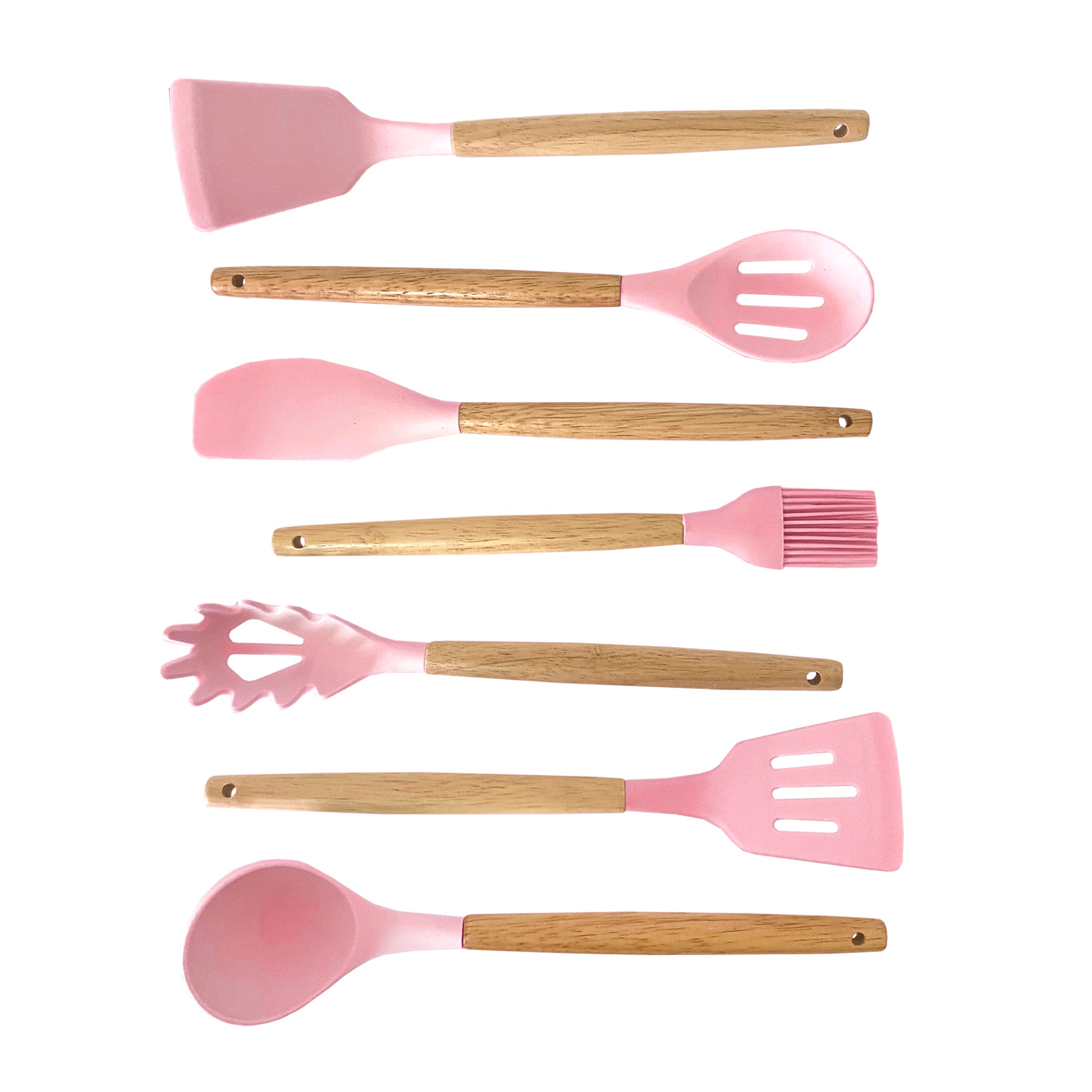 Set de Utensilios de Silicona y Madera 19 Piezas Nyana Home con Cuchillos y Tabla de Cortar - Diseño Moderno y Funcionalidad Extra