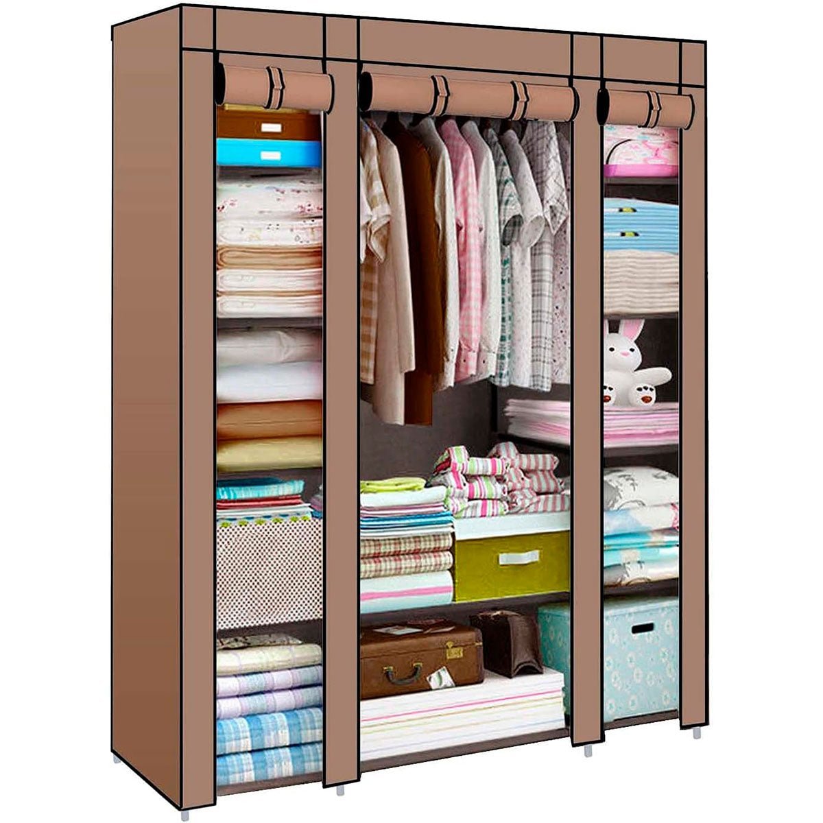 Armario Vestidor de Tela 170x150x45 cm - Diseño Moderno y Funcionalidad Extra - Paudan