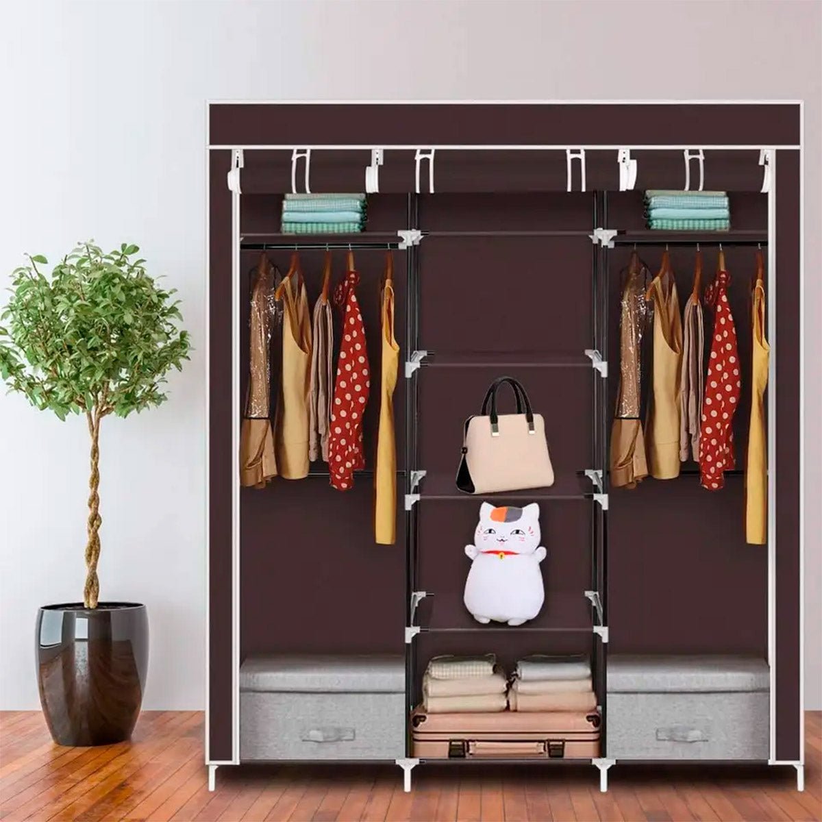 Armario Vestidor de Tela 170x150x45 cm - Diseño Moderno y Funcionalidad Extra - Paudan