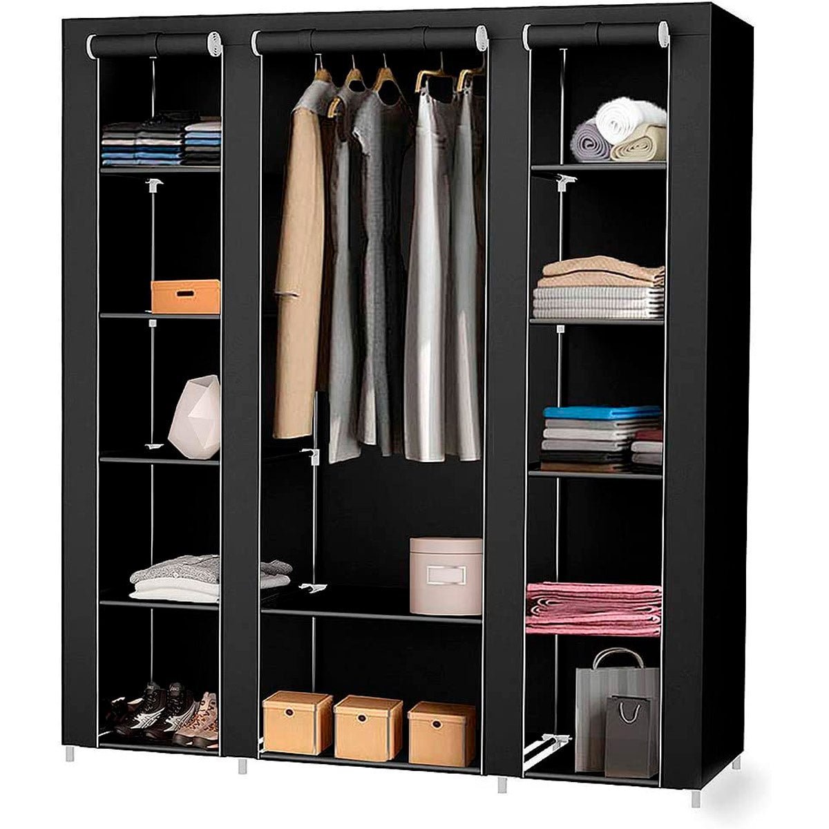Armario Vestidor de Tela 170x150x45 cm - Diseño Moderno y Funcionalidad Extra - Paudan
