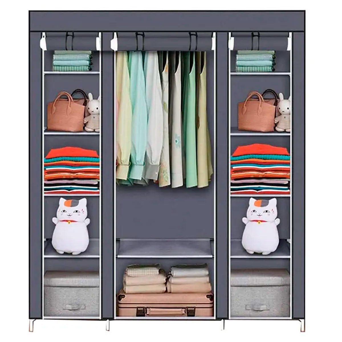 Armario Vestidor de Tela 170x150x45 cm - Diseño Moderno y Funcionalidad Extra - Paudan
