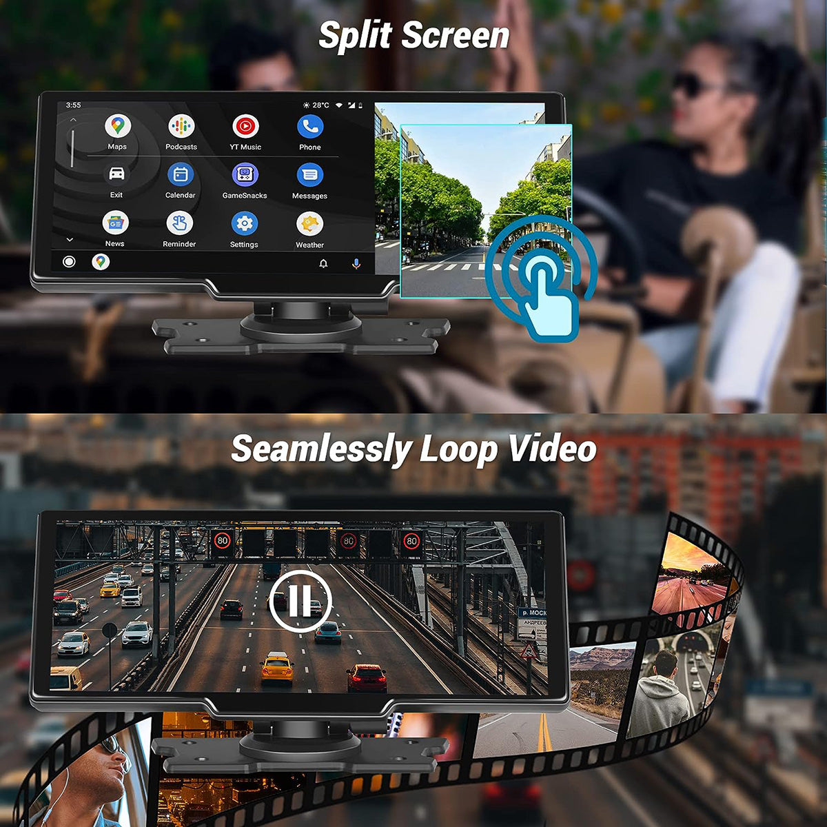 Pantalla Táctil Inalámbrica Compatible Apple Carplay y Android Auto 9.3 Pulgadas