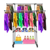 Perchero Burro Maxi metálico con ruedas Nyana Home 155x79x42 cm Organizacion y colgador de Ropa 2 Alturas Espacio Inferior para Zapatos Alas Exteriores Exentislbes hasta 150 cm - Diseño Moderno y Funcionalidad Extra - Paudan