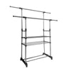 Perchero Burro Maxi metálico con ruedas Nyana Home 155x79x42 cm Organizacion y colgador de Ropa 2 Alturas Espacio Inferior para Zapatos Alas Exteriores Exentislbes hasta 150 cm - Diseño Moderno y Funcionalidad Extra - Paudan