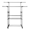Perchero Burro Maxi metálico con ruedas Nyana Home 155x79x42 cm Organizacion y colgador de Ropa 2 Alturas Espacio Inferior para Zapatos Alas Exteriores Exentislbes hasta 150 cm - Diseño Moderno y Funcionalidad Extra - Paudan