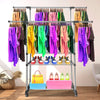 Perchero Burro Maxi metálico con ruedas Nyana Home 155x79x42 cm Organizacion y colgador de Ropa 2 Alturas Espacio Inferior para Zapatos Alas Exteriores Exentislbes hasta 150 cm - Diseño Moderno y Funcionalidad Extra - Paudan
