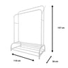 Perchero Burro Premium Maxi 2 Stand Nyana Home 157x110x56cm, 2 baldas para colgar, 4 ganchos laterales, 2 baldas inferiores - Nyana Store