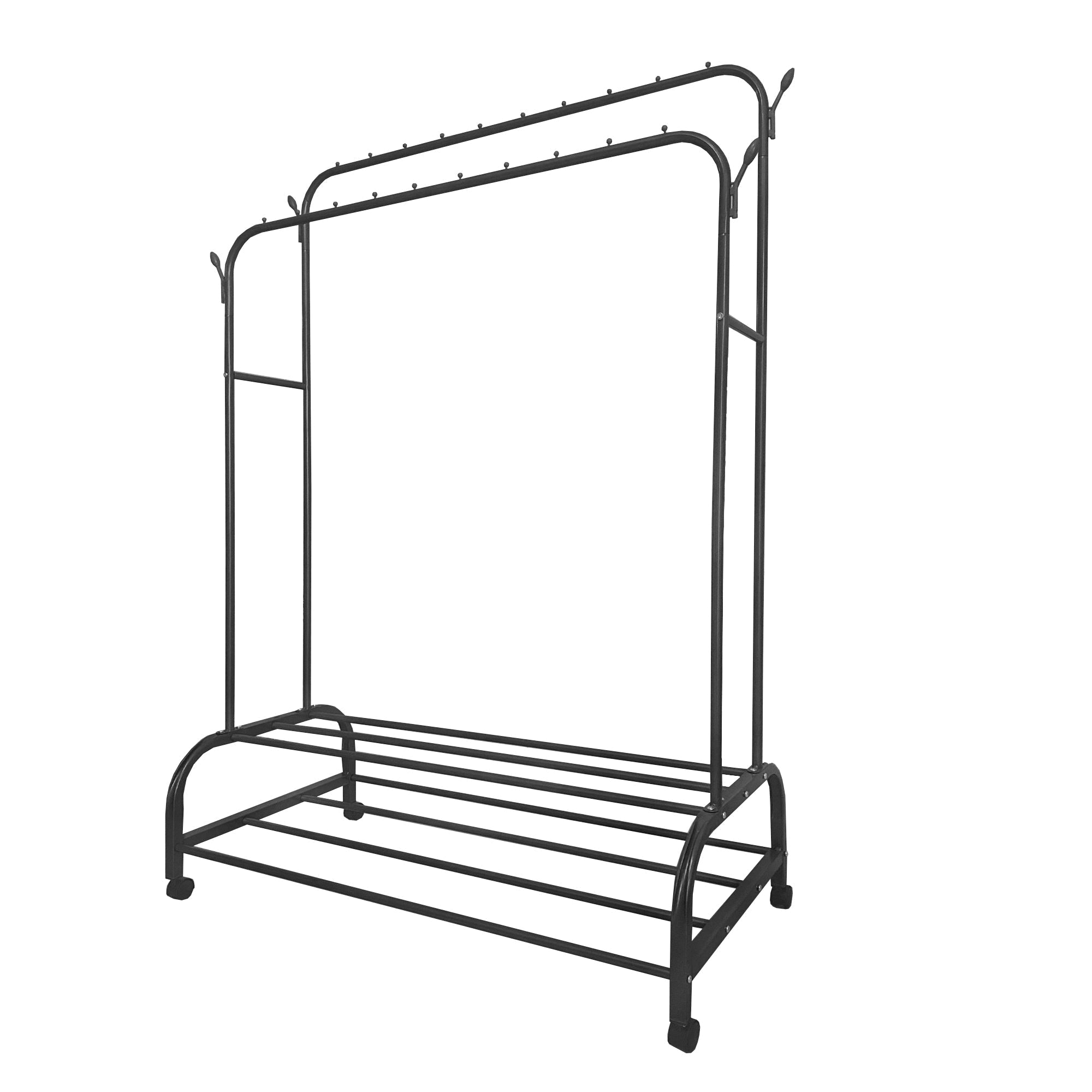 Perchero Burro Premium 162x110x57 cm - 2 Barras, 4 Ganchos y 2 Baldas Inferiores | Diseño Moderno y Funcional - Paudan