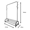 Perchero Burro Premium Rack 2 Stand Nyana Home 158x110x39cm, 1 barra para colgar, 8 ganchos laterales, 2 baldas inferiores - Diseño Moderno y Funcionalidad Extra - Paudan