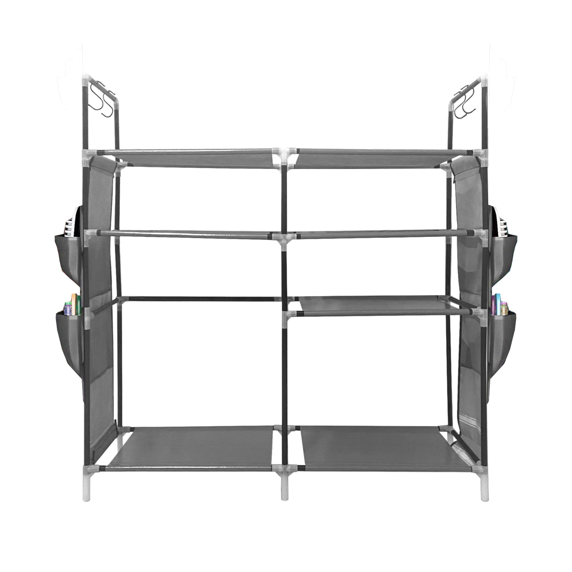 Zapatero modular metálico Home para hasta 21 pares, 95x90x27cm, con 4 bolsillos laterales y 4 alturas ajustables - Funcionalidad extra y diseño moderno - Paudan