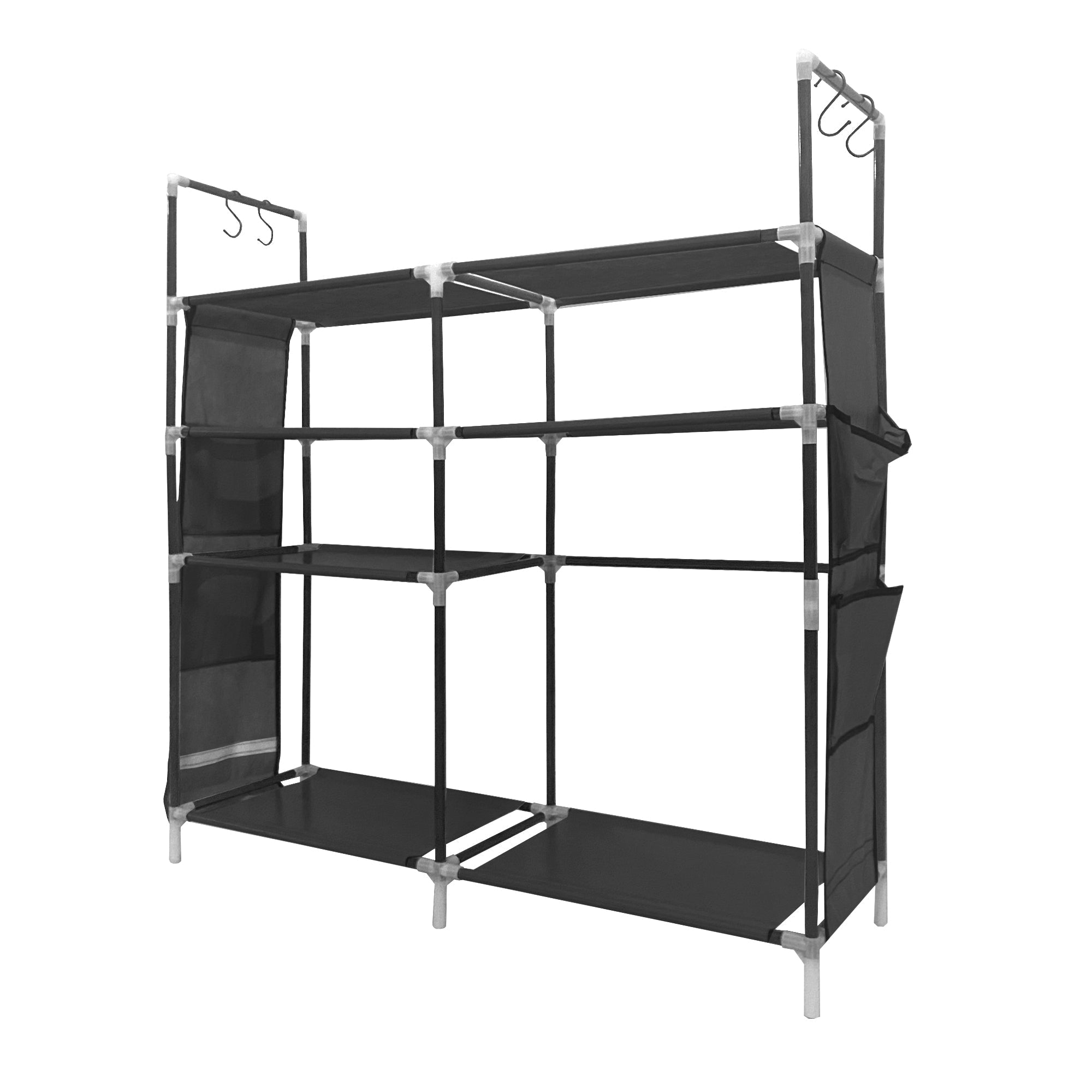 Zapatero modular metálico Home para hasta 21 pares, 95x90x27cm, con 4 bolsillos laterales y 4 alturas ajustables - Funcionalidad extra y diseño moderno - Paudan