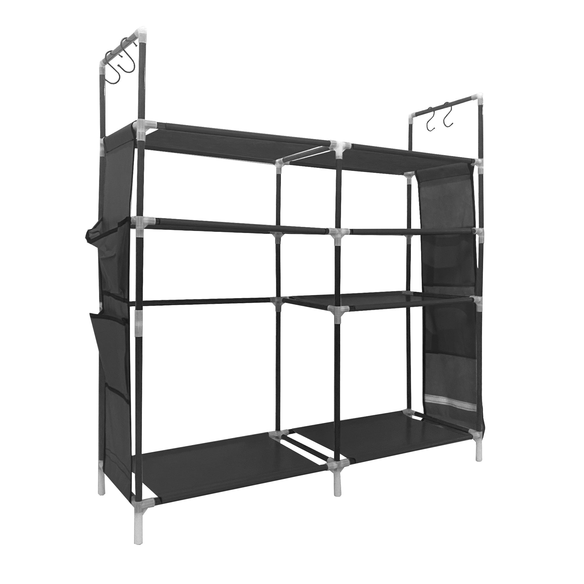 Zapatero modular metálico Home para hasta 21 pares, 95x90x27cm, con 4 bolsillos laterales y 4 alturas ajustables - Funcionalidad extra y diseño moderno - Paudan